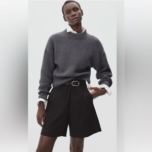 Everlane The Texture 100% Organic Cotton Textured Crewneck Sweater with Stripe S